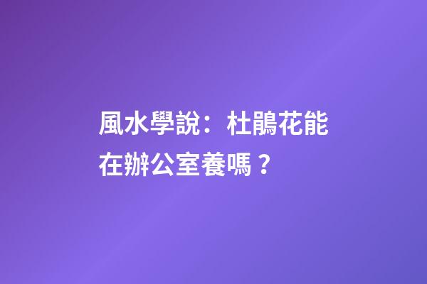 風水學說：杜鵑花能在辦公室養嗎？